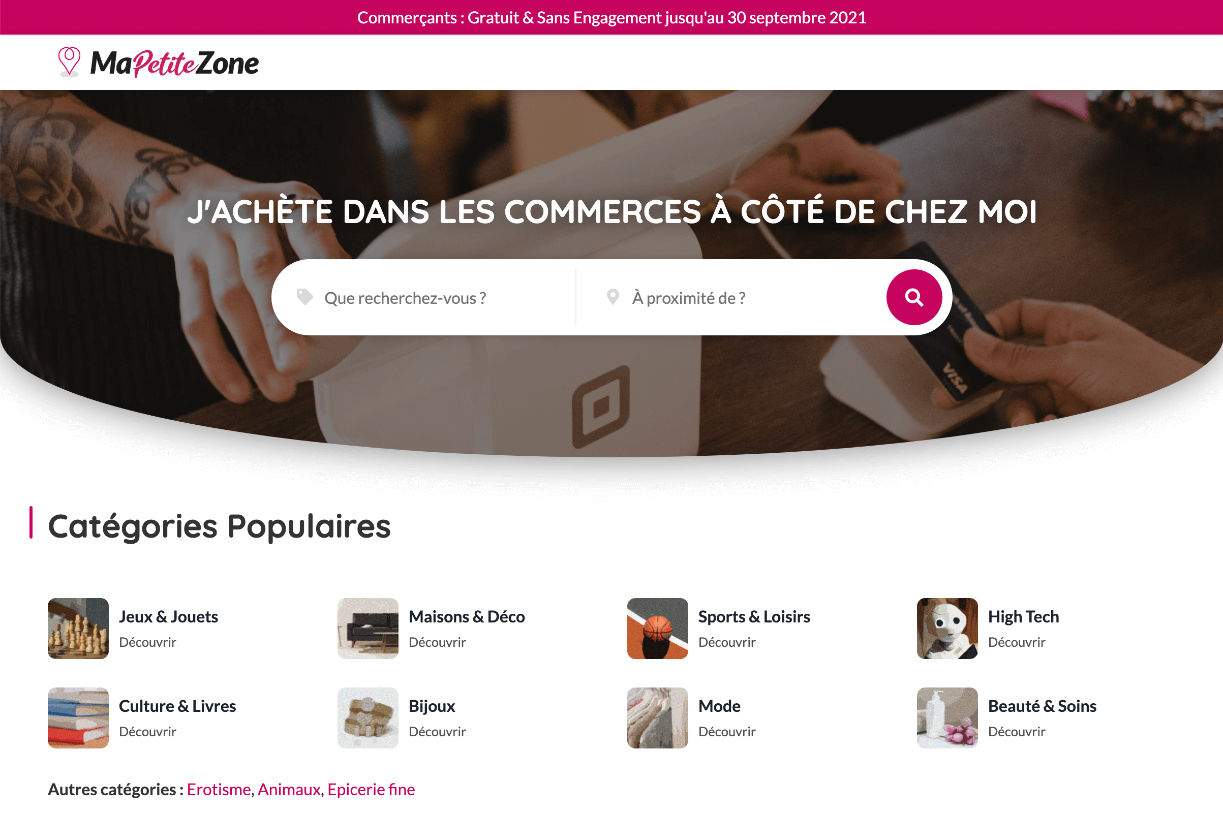 Site internet de Ma Petite Zone